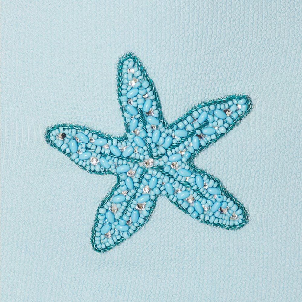 Leslie Amon Starfish Dress Blue beaded stretch mini resort Revolve NWT M - Picture 5 of 12